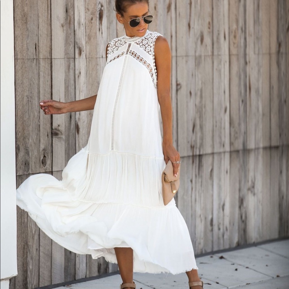 - Vici unwind white crochet dress